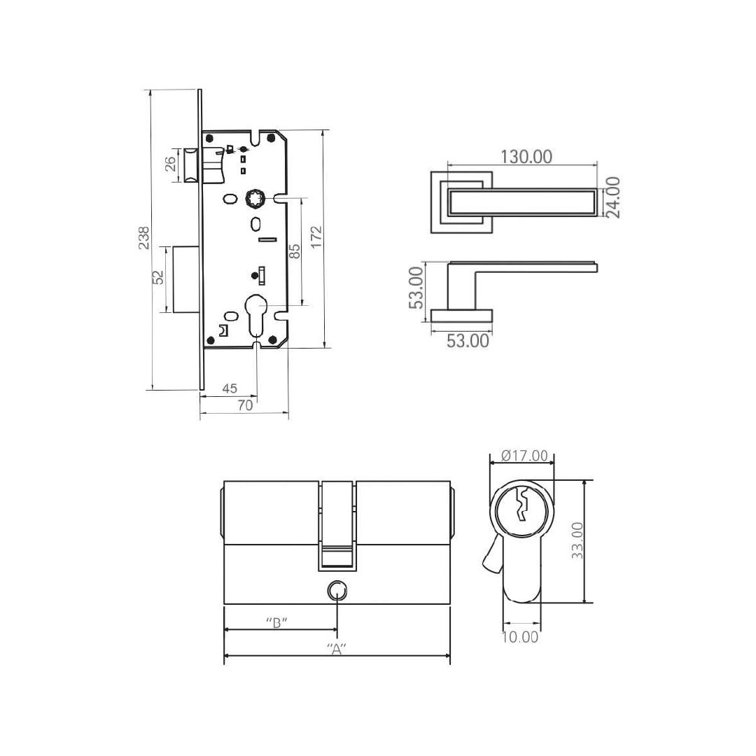 Buy VALENCIA - Lock Handle Cylinder (COMBISET) - V-410 Online | Construction Finishes | Qetaat.com