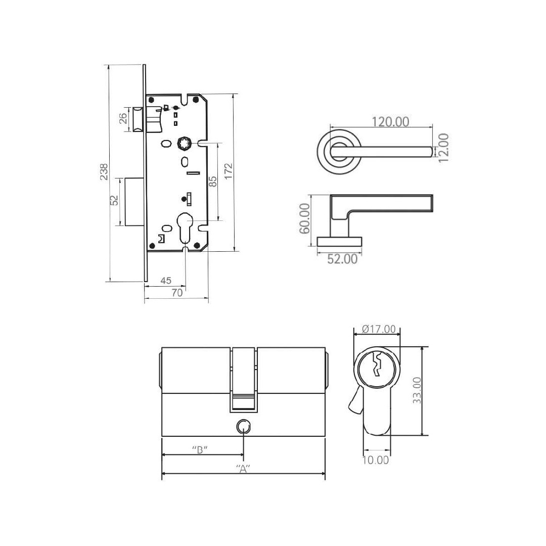 Buy VALENCIA - Lock Handle Cylinder (COMBISET) - V-601 Online | Construction Finishes | Qetaat.com