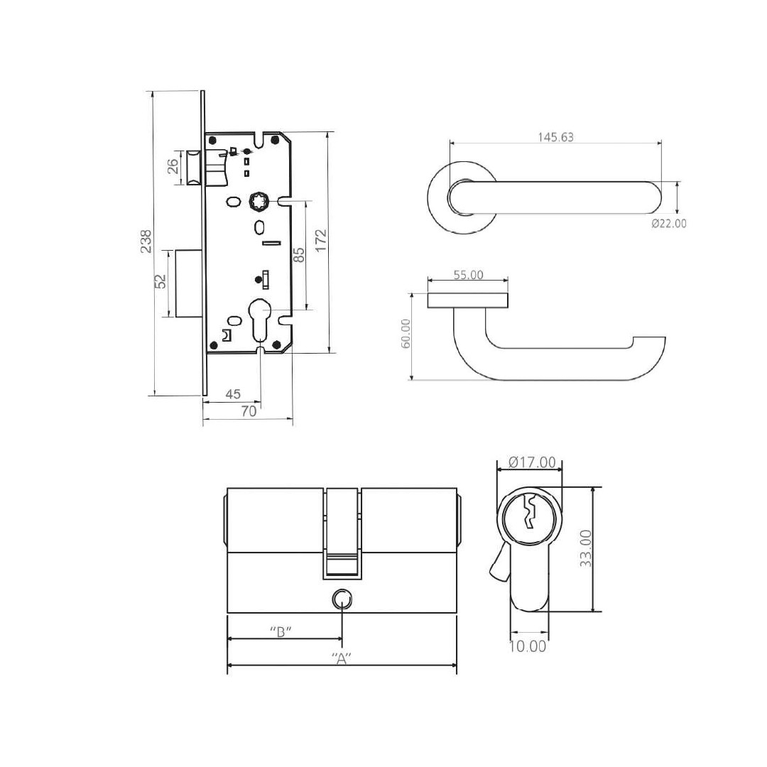 Buy VALENCIA - Lock Handle Cylinder (COMBISET) - V-1000 Online | Construction Finishes | Qetaat.com