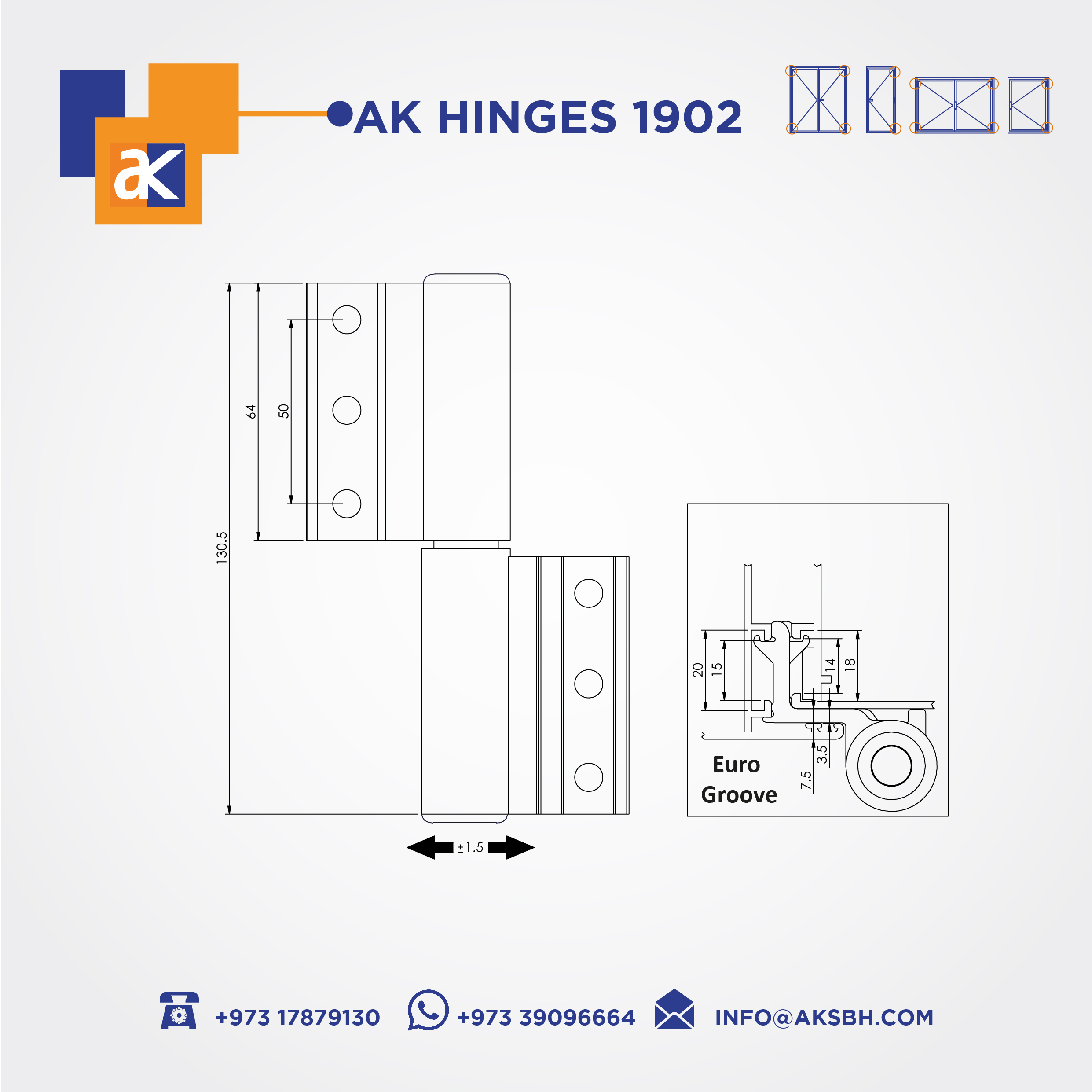 Buy Ak Door & Window Hinges Online | Construction Finishes | Qetaat.com