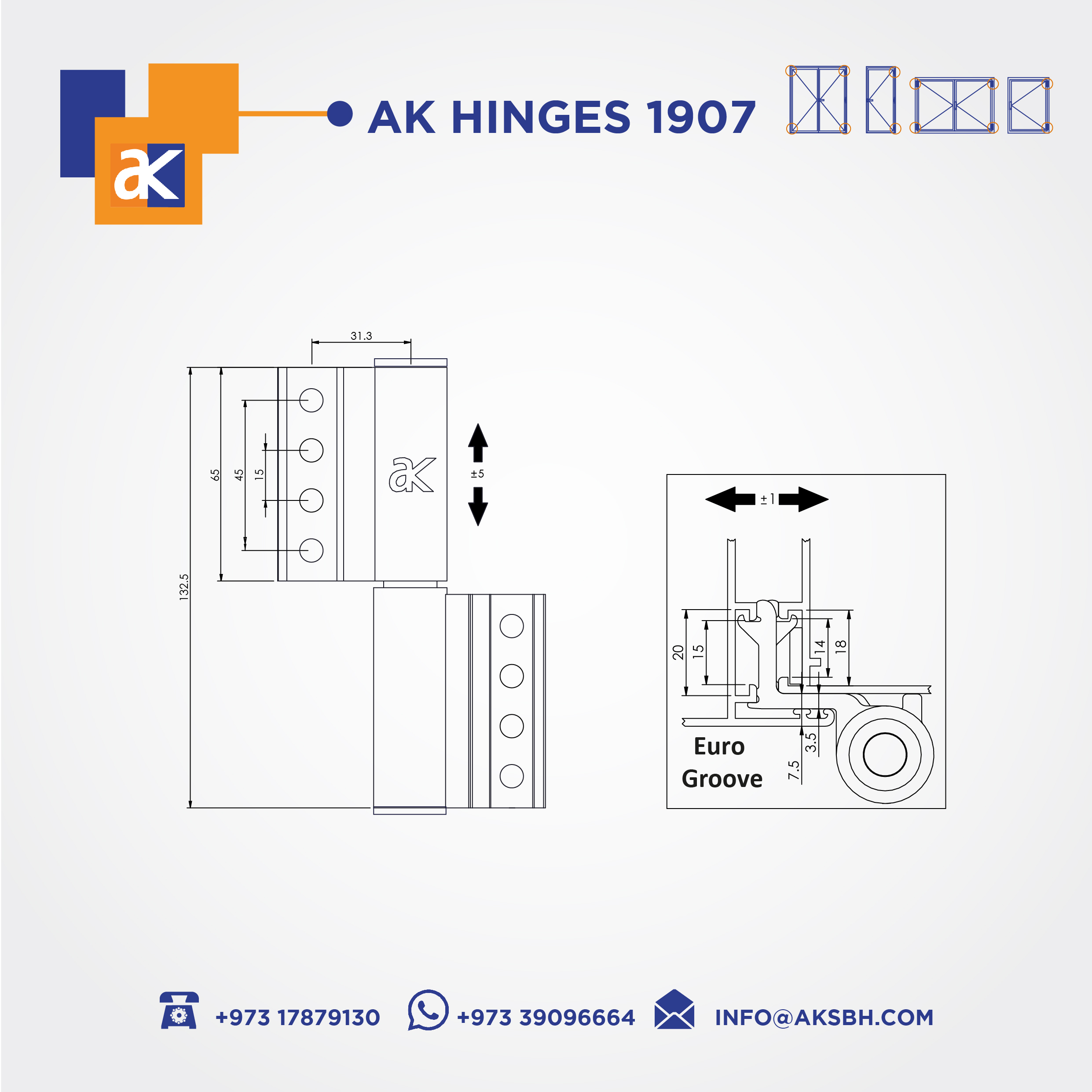 hinges euro groove AK