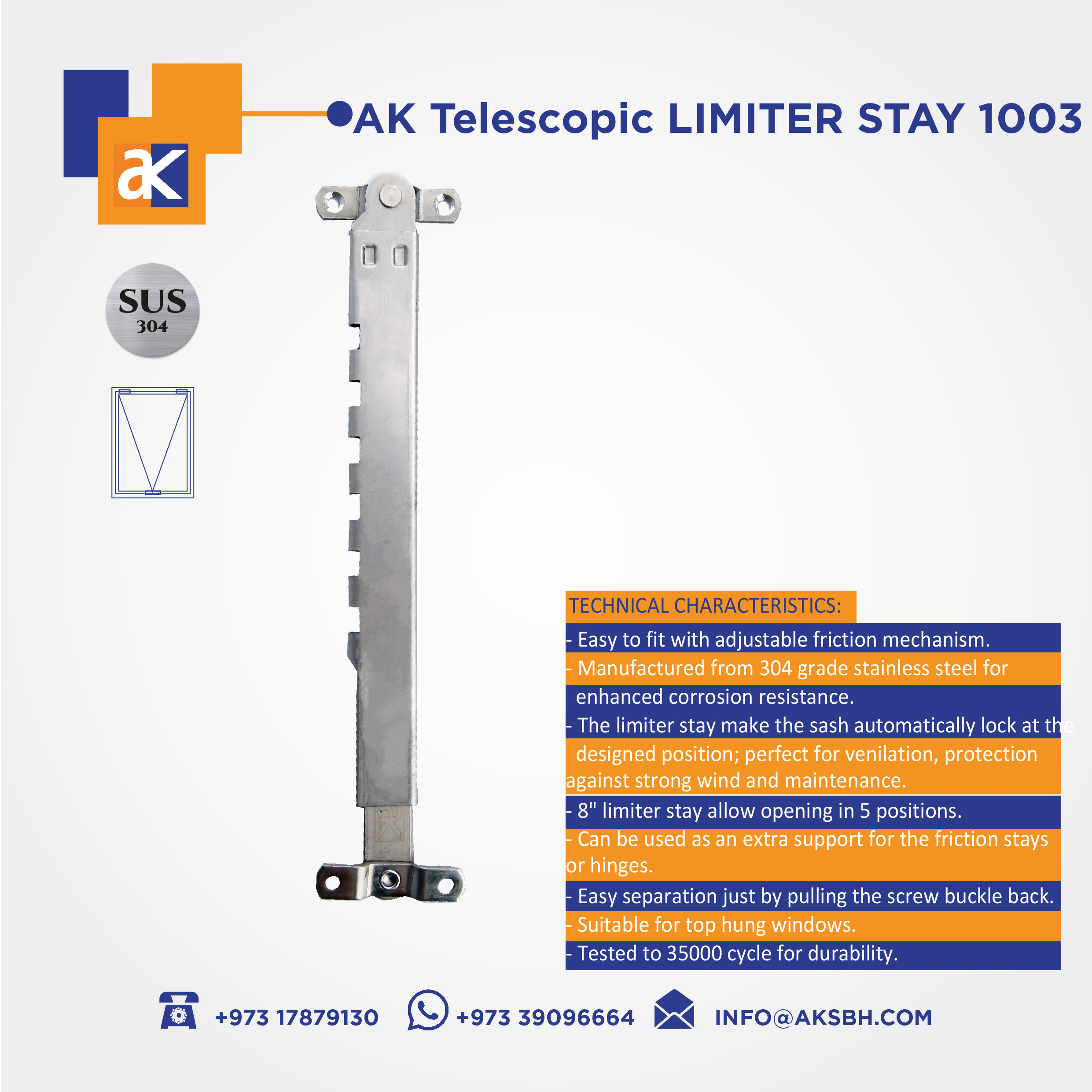 Ak Telescopic Limiter Stay 1003