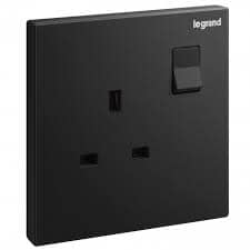 Legrand Matt Black Single Socket Galion - 13A