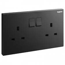 Legrand Matt Black Double Socket Galion - 13A