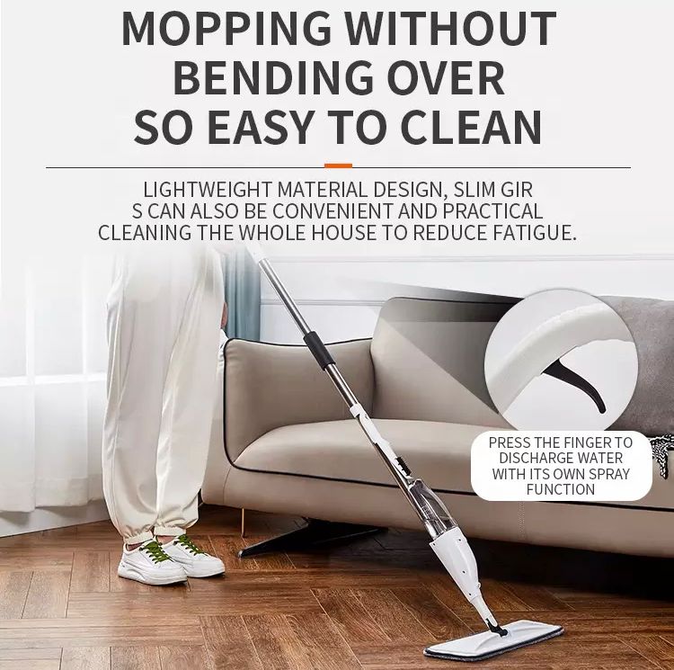 AURORA Water Spray Mop Washable Microfiber Clean Degerming Spray Mop