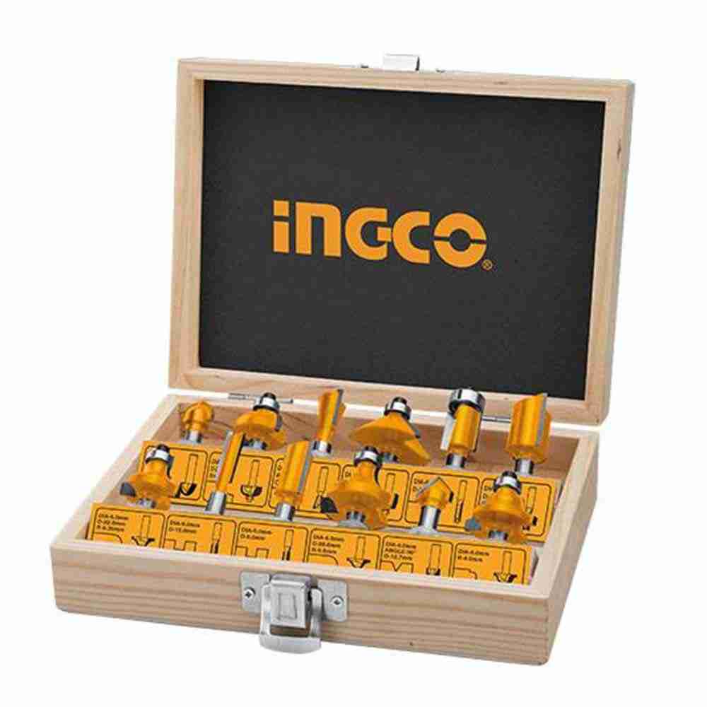 Ingco Akrt1201 12Pcs Router Bits Set 6Mm